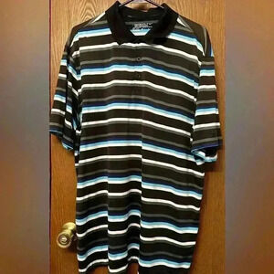 Nike Golf Tour Performance Polo Dri-Fit Blue Black Gray Striped Sportswear XL